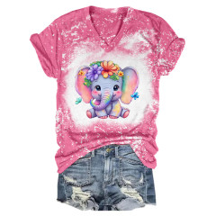 Babe Elephant Tie Dye V-Neck T-Shirt